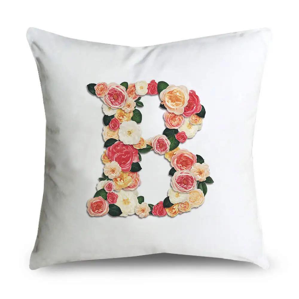 Pillow Home Decor Chair Pillowcase Wedding Decoration Cushion Cover Pink Flower Letter Sofa Car
