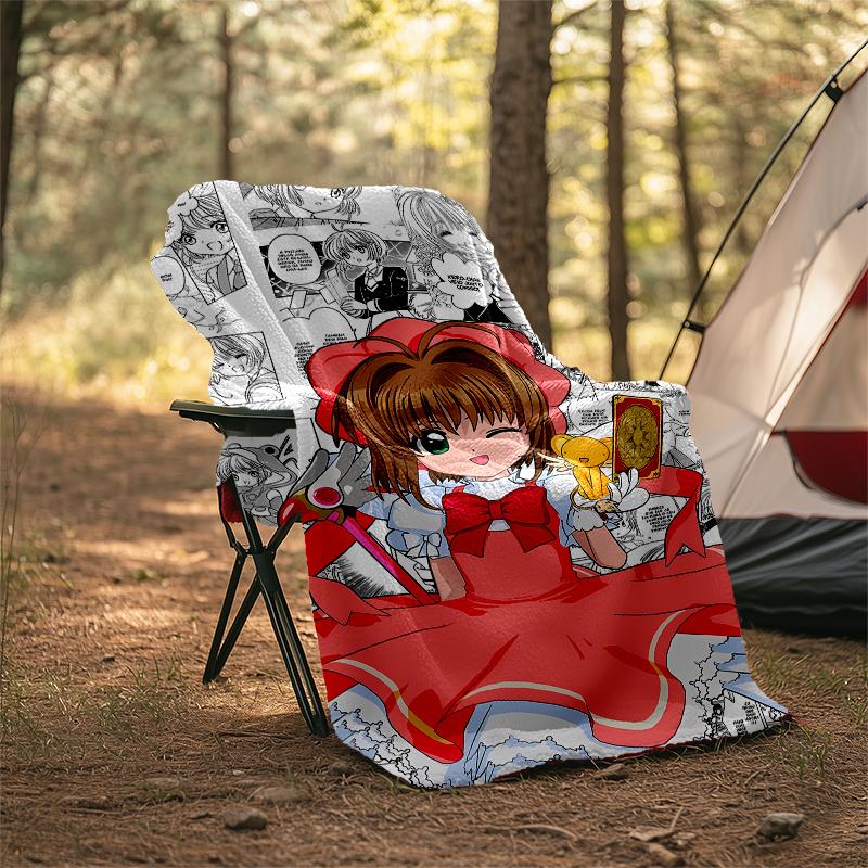 Sakura Kinomoto Theme Printed Blanket - Perfect for Couch, Bed, Travel & Outdoor Use | Machine Washable, Cozy & Durable.