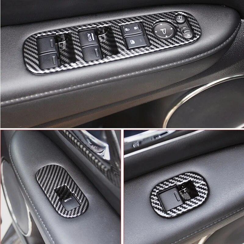 for Honda HRV HR-V VEZEL 2014- Carbon Fiber Door Handle Window Lift Switch Panel Cover Trim Decorator Accessories