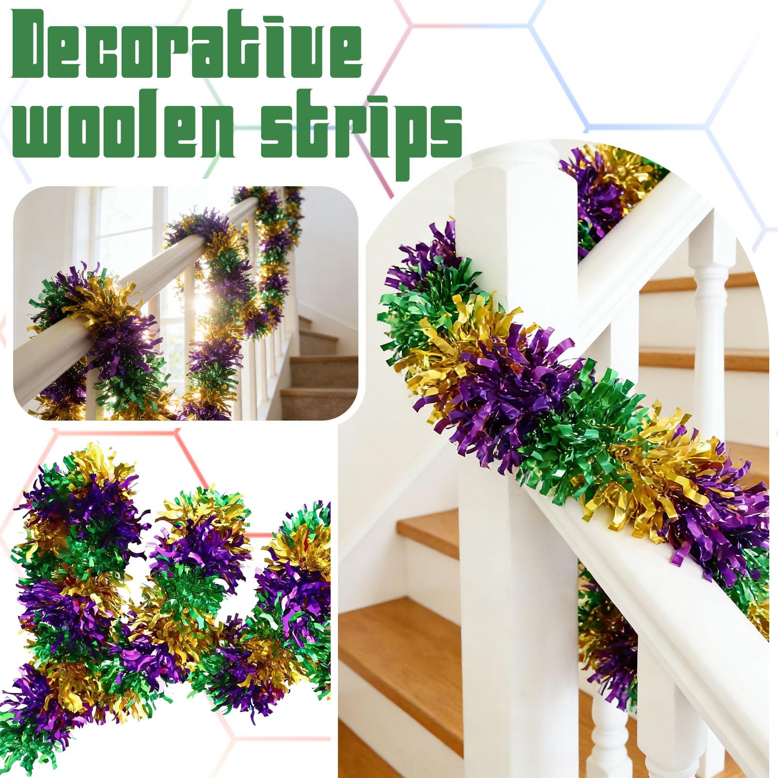 

Gras Garland, Festooning For Carnival Party Decorations, Shiny Foil Streamer For Indoor/Outdoor Use, Float Supplies, Home & One Size