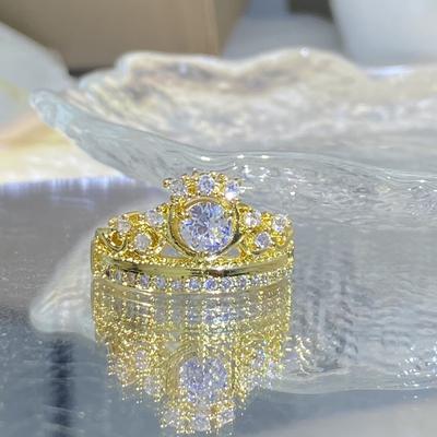 Personalized European and American Crown Rings  Diamond Set Couple Accessories Creative Accessories Rings