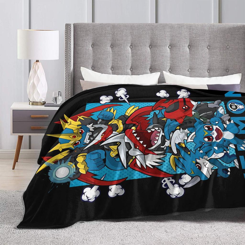 Digimon veemon evoluce Deku Flanelová Zábavná Měkká Přehozová Deku pro Přikrývku Zima