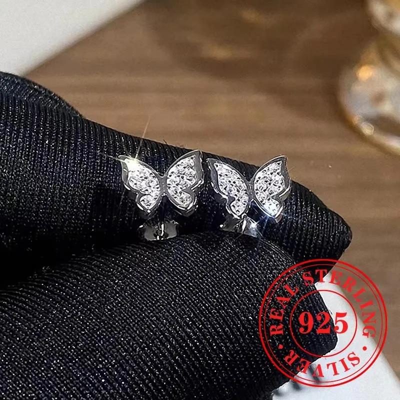 Gorgeous Stud Earrings  Sterling Silver Dazzling Exquisite Flower Design Accessory Luxury Trendy Bridal Jewelry Gifts