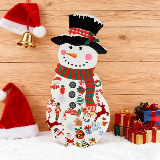 DIY Felt Christmas Snowman Set with 34 Pcs Detachable Ornaments Large Snowman DIY Crafts Christmas Door Wall Hanging Decoration for Winter Holiday