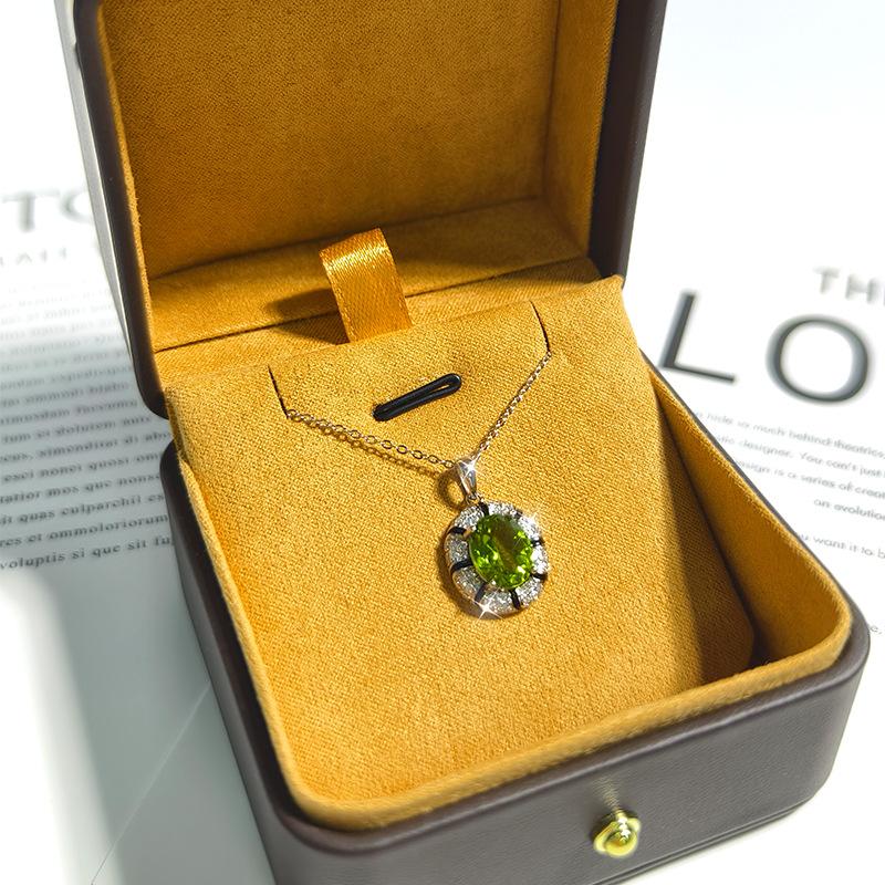 S925 Silver Necklace with Natural Topaz/Crystal Pendant, Colorful Gemstone Jewelry for Women