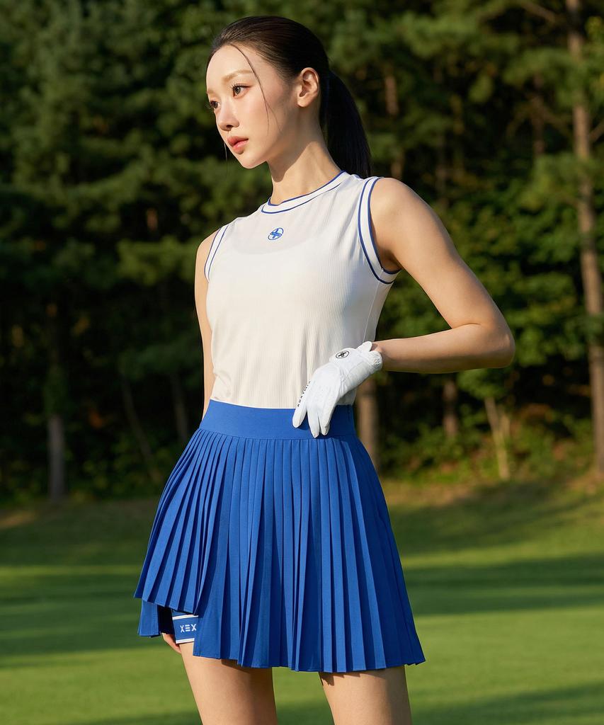 XEXYMIX Asymmetrical Logo Point Pleated Skirt Xfl1Rk1205