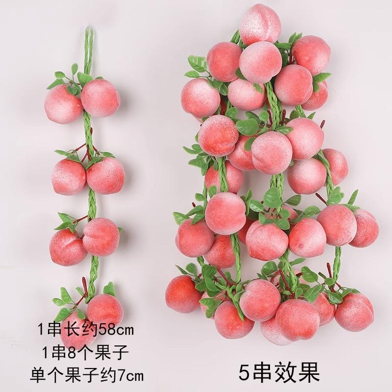 Artificial Vegetable String Hanging Wall Decor - Faux Chili Corn Pepper Fake Fruit Garland Ornament for Home Kitchen Party Decorations