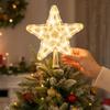 Christmas Tree Topper Star with Lights, Glitter- Five-Pointed Star Holiday Decoration