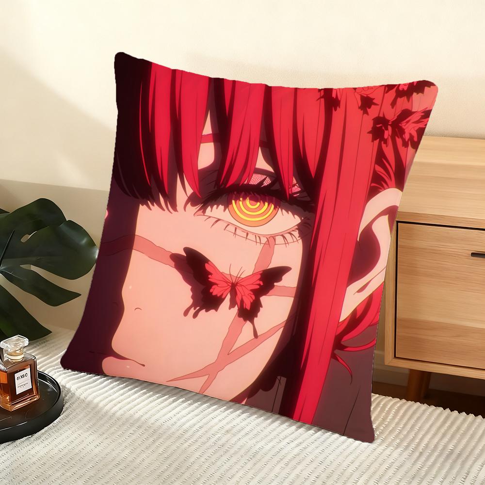 Anime C-Chainsaw Man Cushion Cover Soft Short Plush Pillow Cover Smooth Cozy Texture Aesthetic Cushion Case Home Decor
