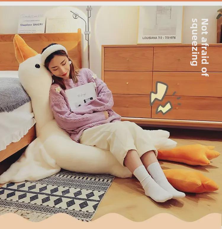 Big White Goose Plush Toy - Cute Sleep Pillow for Girls