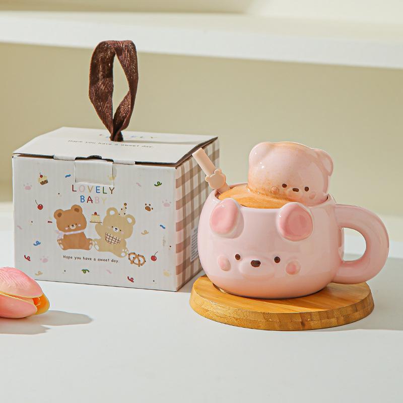 Geburtstagsgeschenk Mädchen süßer Bär Kaffee Wasserbecher ins Stil hoher Wert Keramiktasse Begleitgeschenk