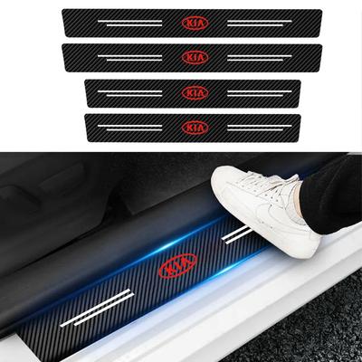 BJUJYH1 Carbon Fiber Car Door Sill Anti Scratch Protective Stickers Decals For GT Line Sportage Ceed Picanto K5 K3 Stonic Niro Soul