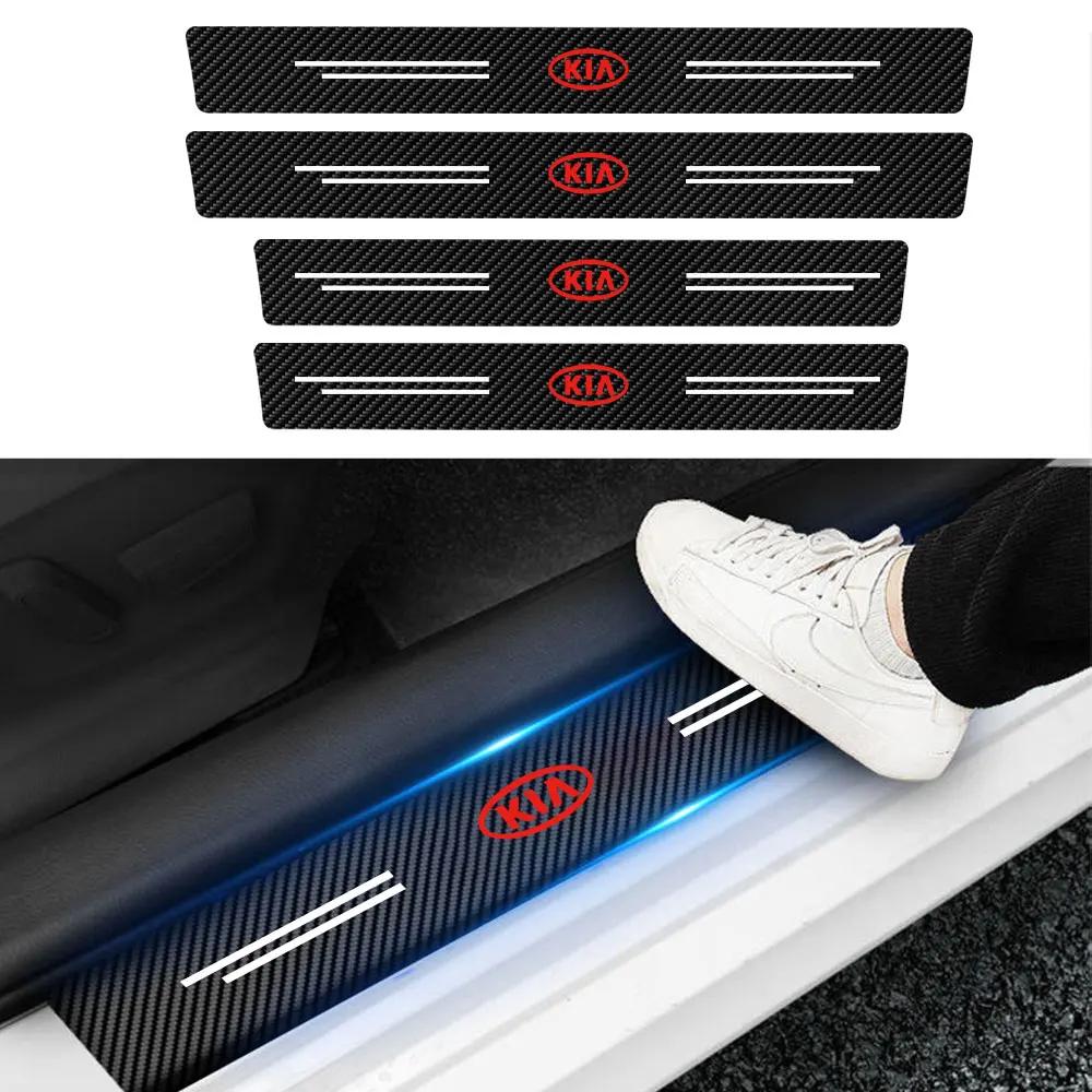 Carbon Fiber Car Door Sill Anti Scratch Protective Stickers Decals For Kia GT Line Sportage Ceed Picanto K5 K3 Stonic Niro Soul