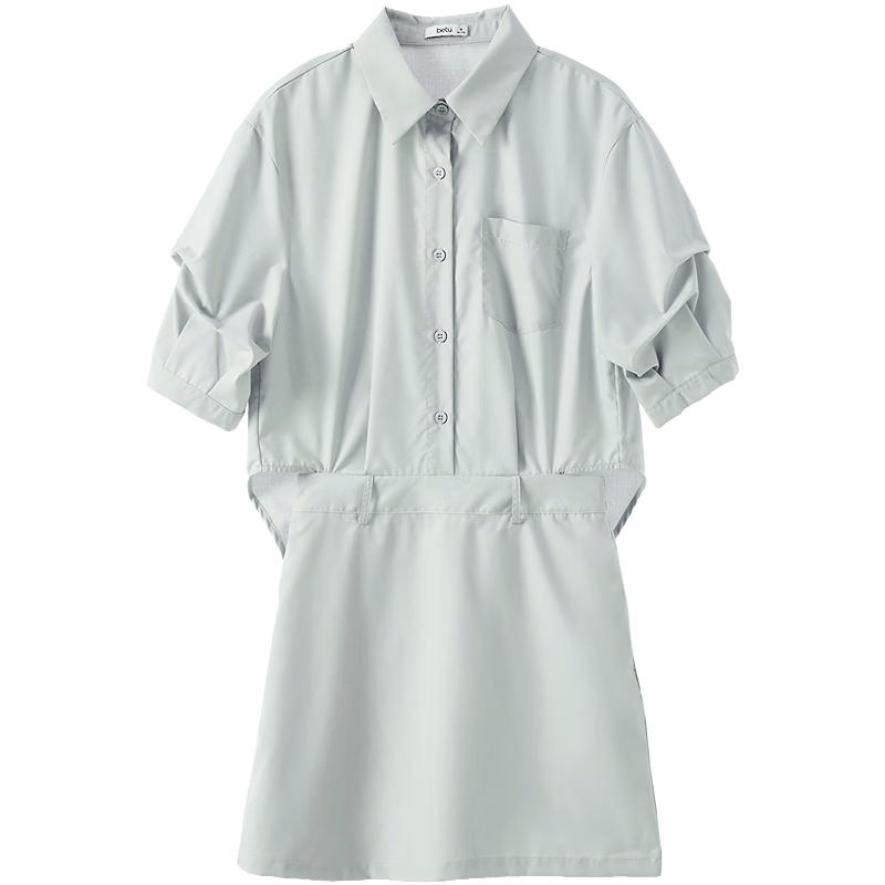 BETU Women's Faux Two-Piece Lapel Short-Sleeve Dress