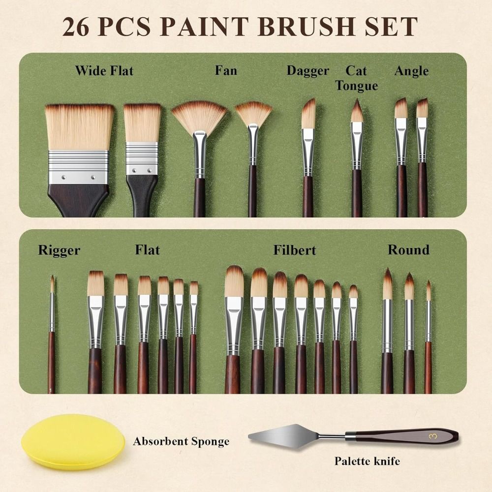 26pcs With Pen Curtain Art Painting Tool Set Art Kit Gouache Painting Brush  Art Supplies