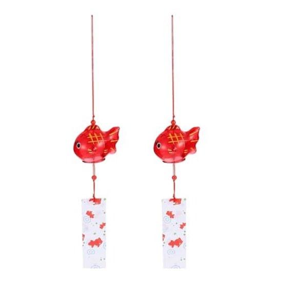 LEDMOMO 2-piece set Japanese-style glass wind chime goldfish Edo stylish tanzaku summer cool sound healing decoration hanging interior entrance window