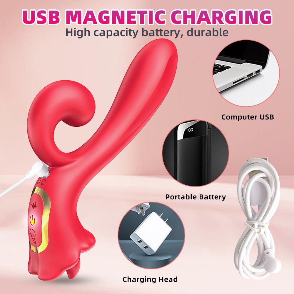 3 in 1 Zungenleck-Vibrator für Frauen Klitoris G-Punkt Stimulator Geschwindigkeiten Vagina Nippel Massagegerät Erotisches Sexspielzeug Erwachsenenshop