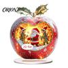 Shatterproof Christmas Ornaments Apple Lollipop 2D Acrylic Figurine, Ornament with Santa Snow Gift for Friends Scene Inside, Tabletop Decor