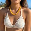 Klobiger Bunter Perlen-Choker Harzperlen-Halskette Boho Urlaubs-Halskette für Damen Tägliches Tragen Sommer Strandurlaub Schmuck