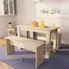 VidaXL Table de salle à manger et bancs 3 pcs Aggloméré Chêne
