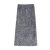 Atmosphere Design Sense Fine Glitter Sequins Split Straight Half-body Skirt Fall and Winter