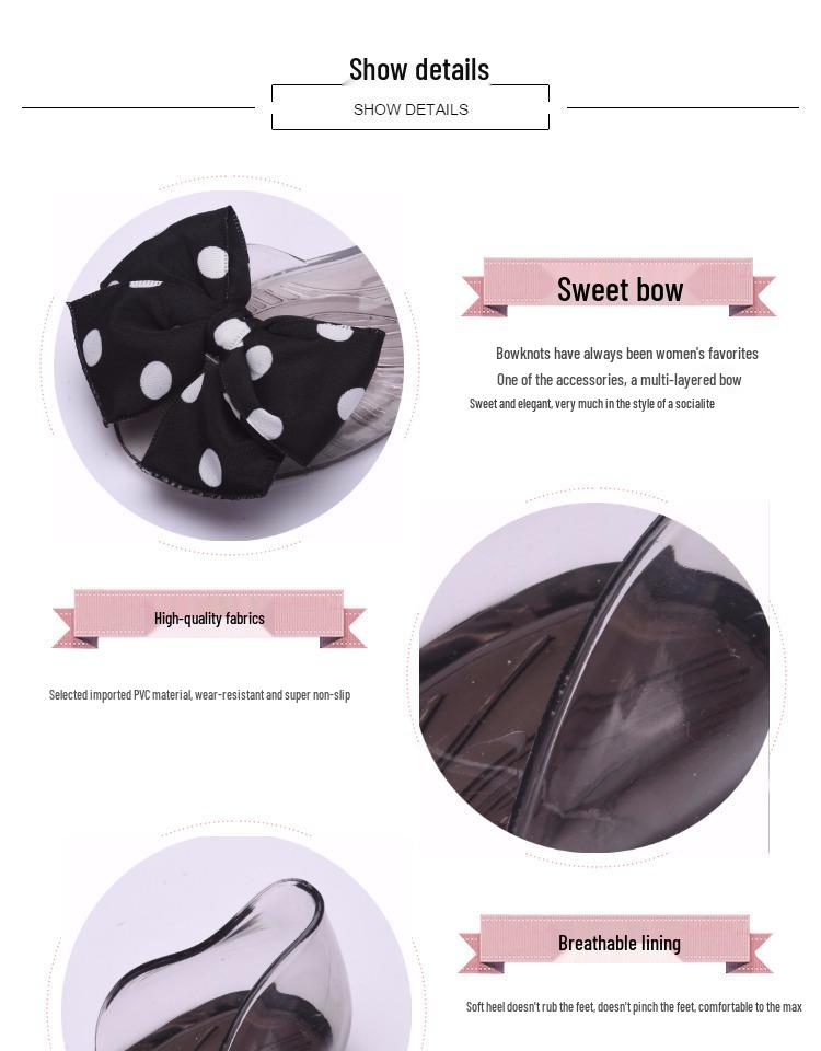 Damen Pünktchen Schleife Flache Jelly Slip-On Sandalen