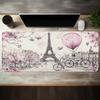 Pink Eiffel Tower Mouse Pad Large Computer Office Game Table Mat Rubber AntiSlip Stitched Edge Keyboard Mat 90x40 Xxl Desk Pads