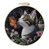 1pc Kitten, Butterfly, and Flower Pattern Embroidery DIY Fabric Craft Kit with Tools