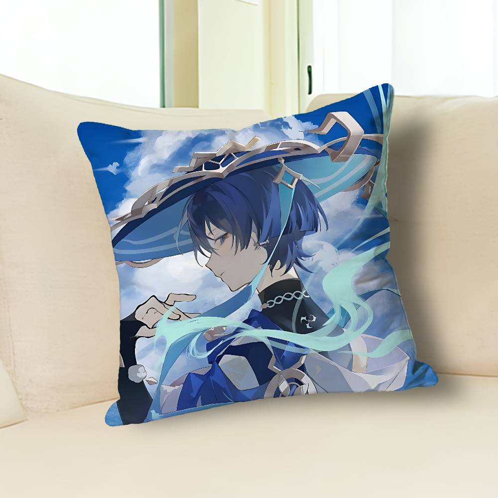 G-Genshin Impact Wanderer Anime Celebrity Merchandise All-Match Printed Pillow Case Sofa Car Office Room Decoration Protector