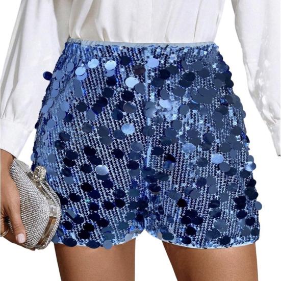 Women's Sparkly Sequin Shorts Stretchy Going Out Party Clubwear Sexy High Waist Straight Leg Mini Shorts