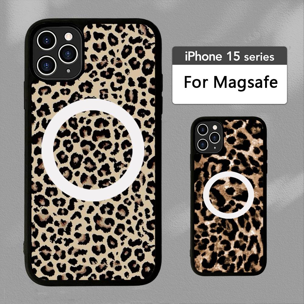 Leopard Cheetah Print For Magsafe Magnetic Phone Case Wireless PC+TPU For IPhone 11 12 13 14 15 16 17 Pro Max Plus