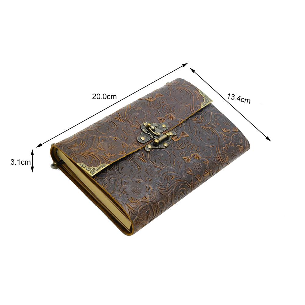 Handmade Embossed Pattern Soft Leather Journal Travel Notebook with lock and Key Diary Notepad Kraft Paper for Travelers Business Sketching Writing
