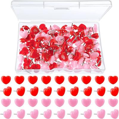 100PCS Reusable Pink Red Thumbtack Love Heart Fixed Push Pin Photo Pins Thumb Tacks Bulletin Boards