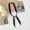 Korean version of versatile classic leopard print beaded silk scarf women's summer decoration long strip small scarf adjustable thin scarf