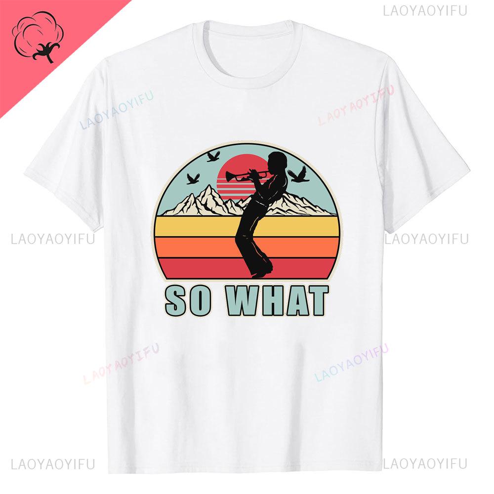 Retro Miles Davis Trumpet T Shirts Casual Tee Shirt Blue Music Gift Short Sleeve Oneck Novelty Funny Printed Classical TShirt