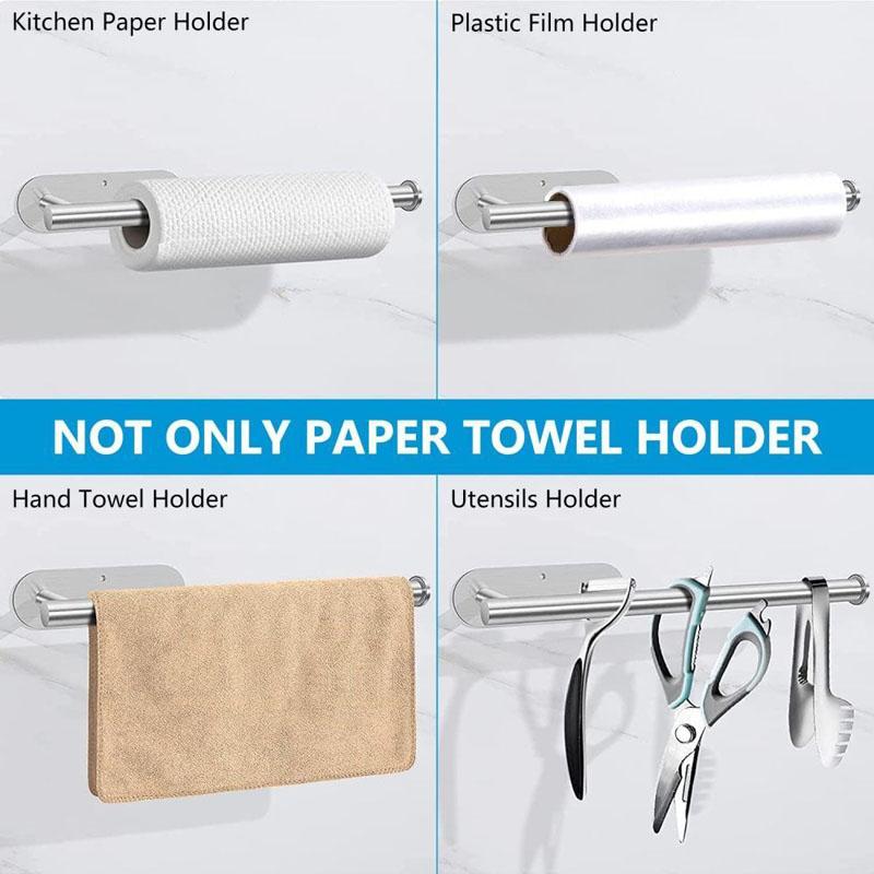 Holder Kitchen Roll Towel Paper Rack Under Cabinet Wall Toilet Self Adhesive