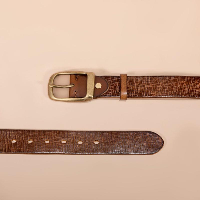 Thickened Double-sided Available Vegetable Tanned First-layer Cowhide Copper Buckle Belt Men's Genuine Leather Pin Buckle High-end Belt