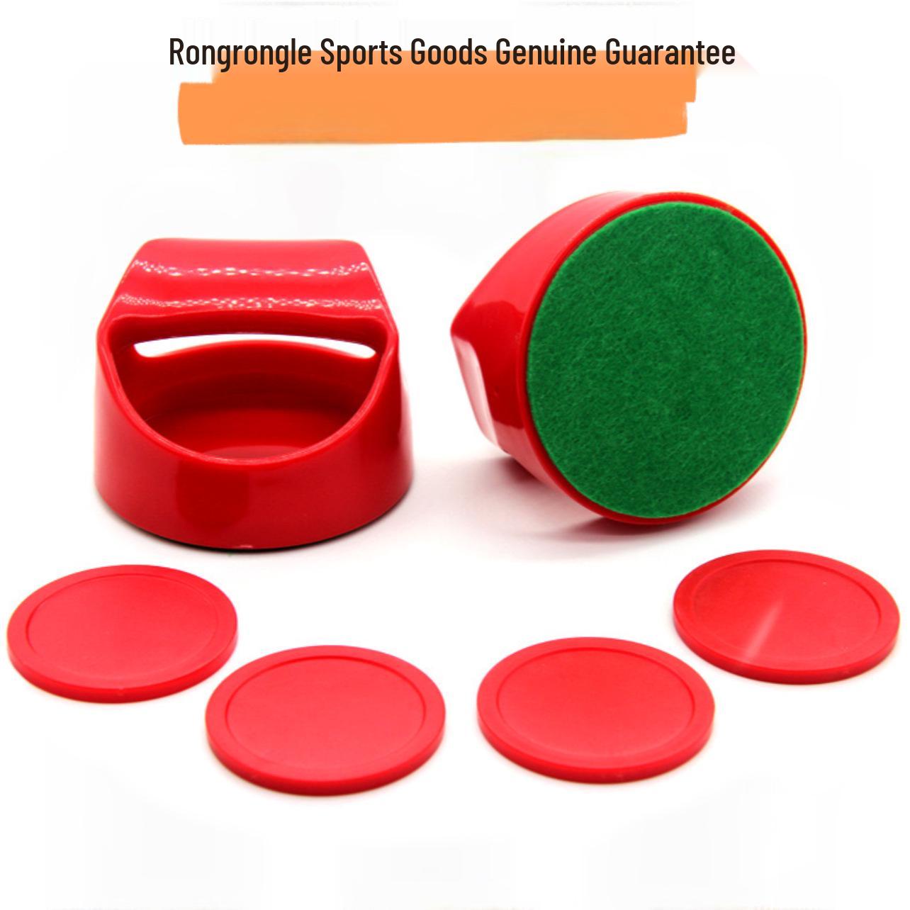 Rongrongle Table Hockey Accessories: 100mm Stick & Puck Striker Set 2 x 100mm Pushers, 2 x Felts, 4 x 64mm Red Pucks красный