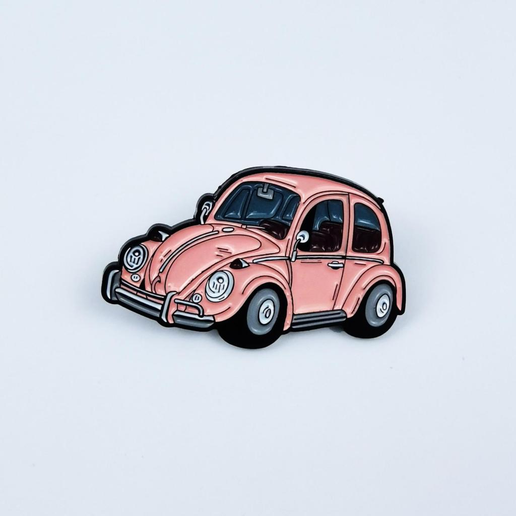 Retro Cartoon Beetle Car Brooch: Gold Drip Oil Badge for Bags & Clothing Accessories