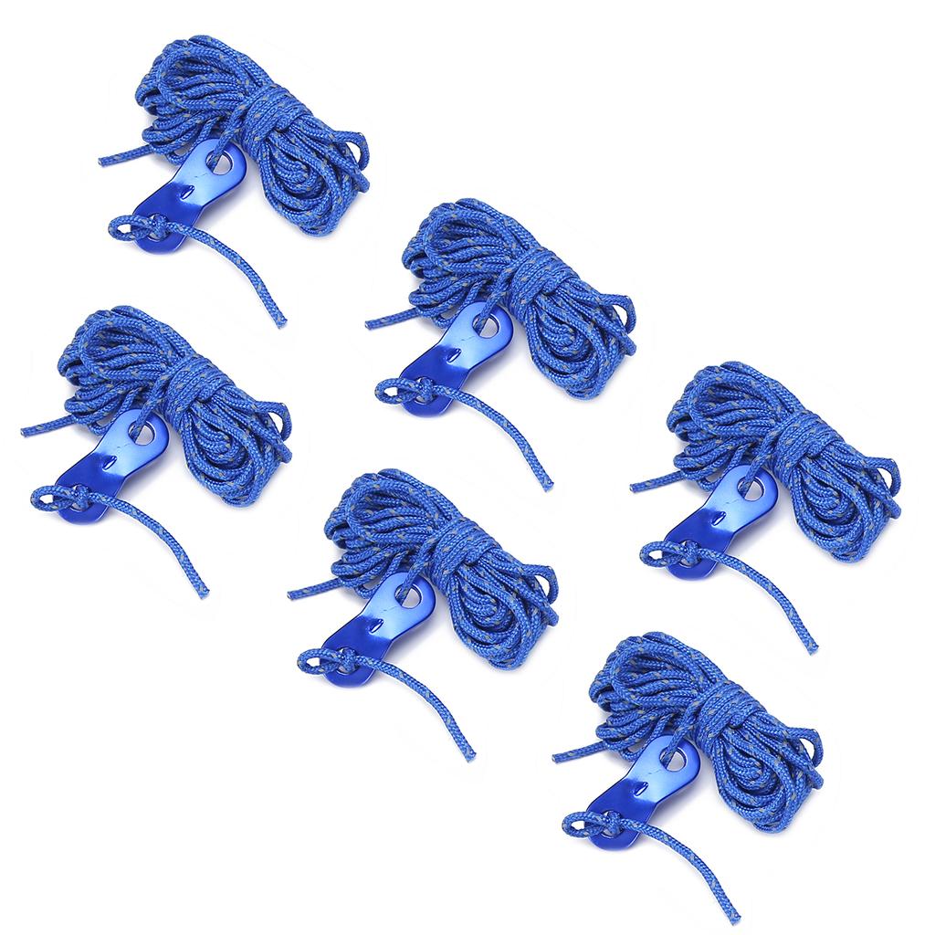 6pcs 13ft 3mm Paracord Reflective Rope Wind Tent String for Camping Canopy Outdoor Activities