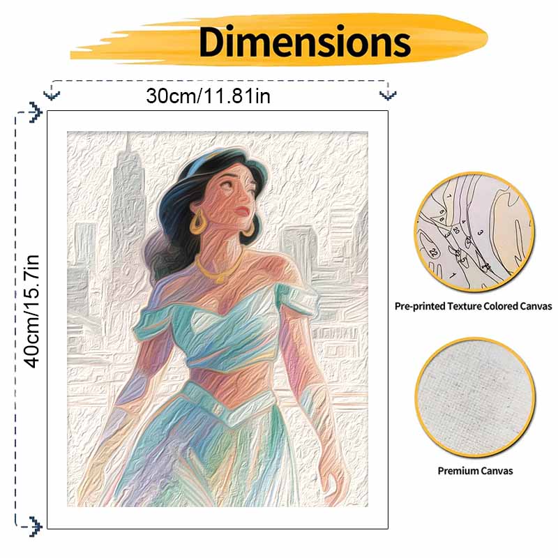 Disney Princess Jasmine Digital Oil Painting Hand Painting Kit Diy Home Decoration Modern City Aesthetic Wall Art Craft Supplies
