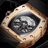 BONEST GATTI BG9904 Luxury Fashion Men's Barrel Shaped Automatic Mechanical Watch Light Coconut Grove Theme Wristwatch for Men