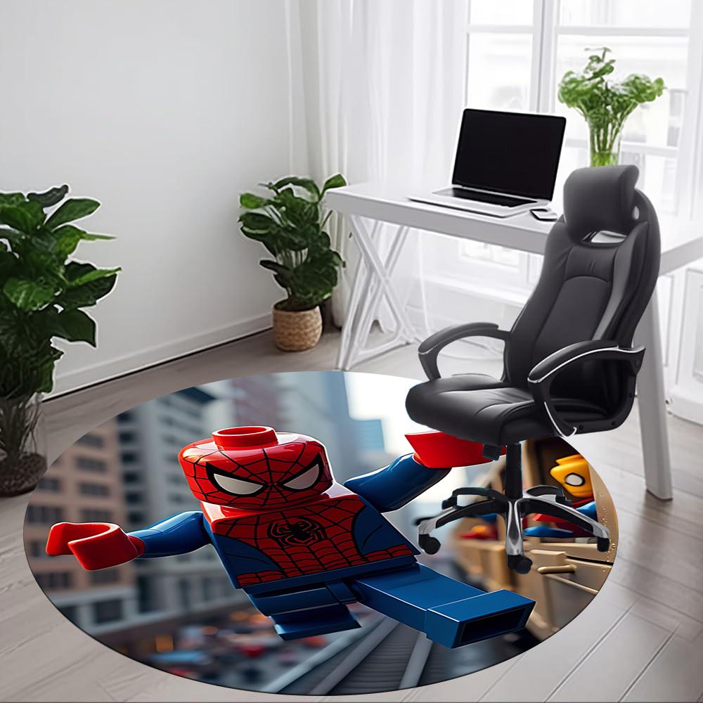 1 Stück Spider-Man LEGO Büro Runder Teppich, Indoor-Matte Geeignet für Büro, Schlafzimmer Wohnzimmer Heimdekoration, Raumdeko, Offic a0928218