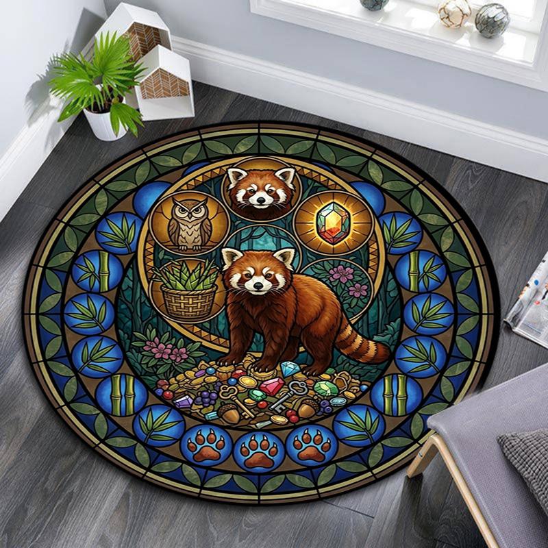 Flamingo Glass Scene Round Area Rug Under Office Chairs Bedroom Living Room Home Decor
