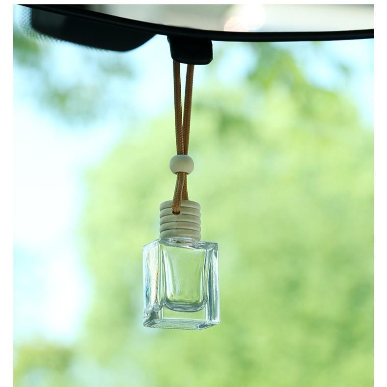 Car Air Freshener Pendant with Rope - Glass Bottle Fragrance Decanter for Bathroom