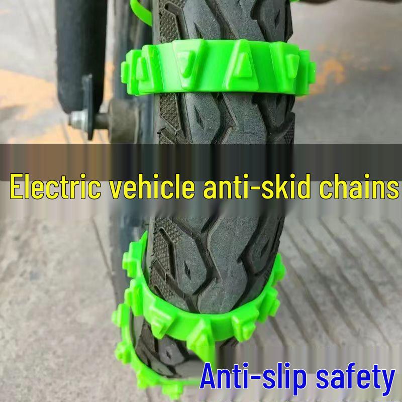 Universal Anti-Skid Tire Chains for Electric Vehicle, Motorcycle, and Tricycle - Snow Emergency Protection Cable Ties.