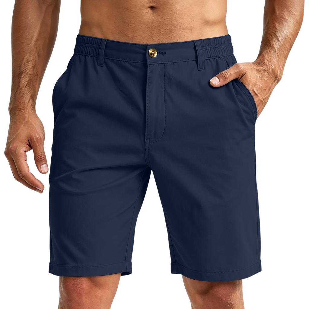 Men's Summer Casual Golf Shorts Elastic Waistband with Pockets Quick Dry Breathable Workwear Shorts
