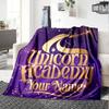 1PC Unicorn Academy Custom Name Patterned Flannel Blanket Suitable For All Seasons For Home Decor Warmth And Comfort Gifts Holiday Present