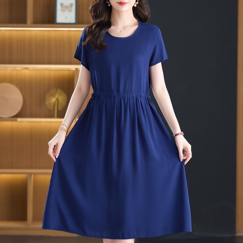 Summer Women's Elegant Dresses Plus Size Short Sleeve Casual Long Dress Vintage Clothes