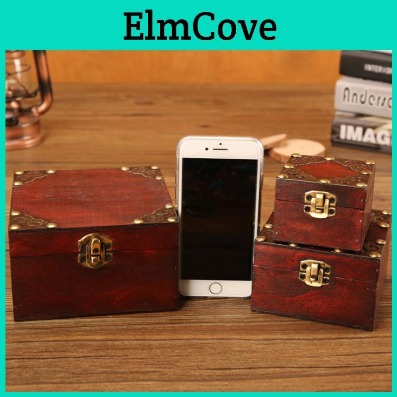 Vintage Wooden Storage Box With Lid For Bedroom Desk Organization And Home Decor